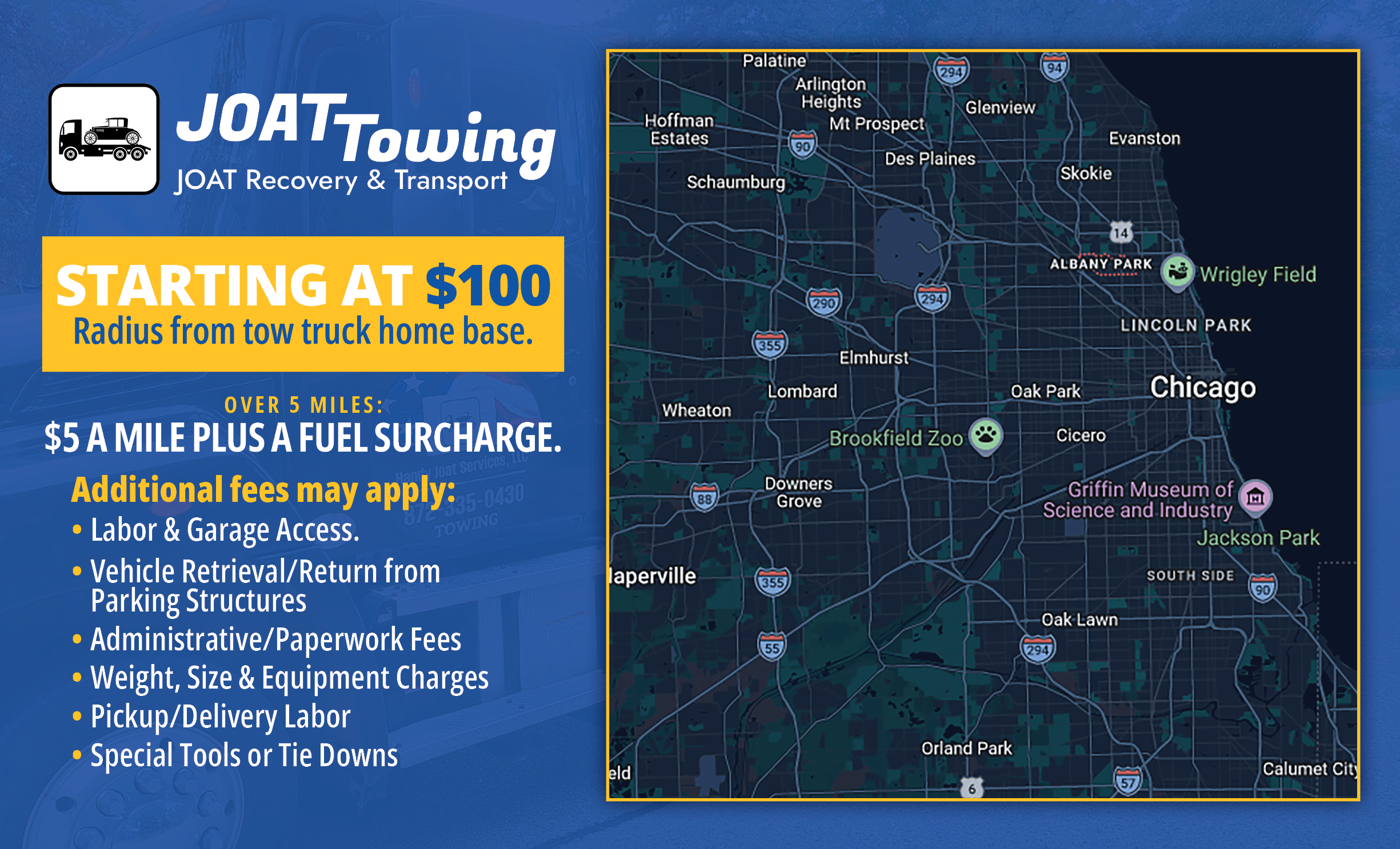 JOAT Towing Pricing & Service Area Flyer